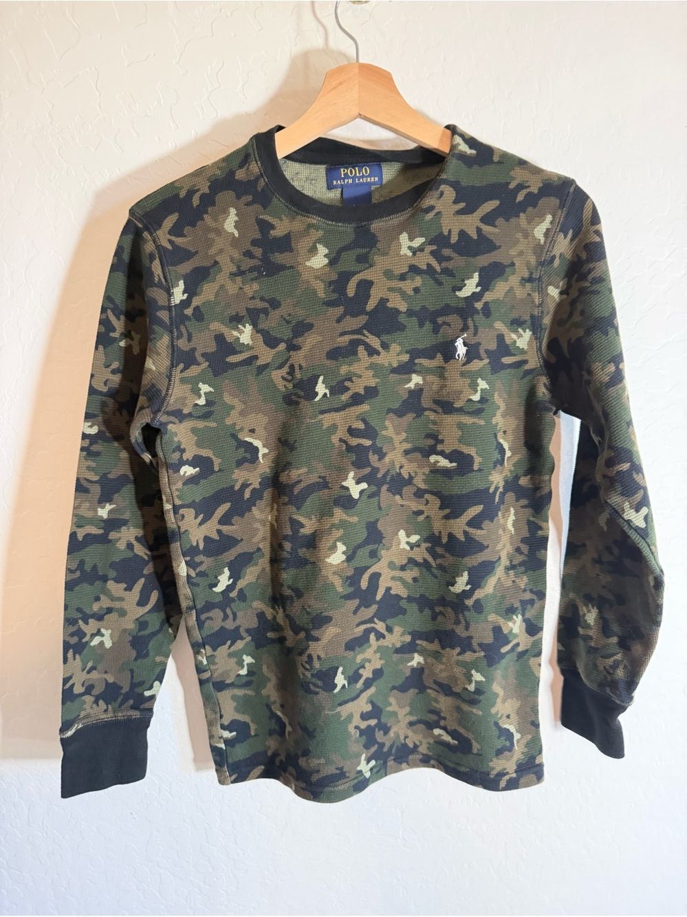 Polo by Ralph Lauren Boys Long Sleeve Camouflage Thermal- Green/Brown S